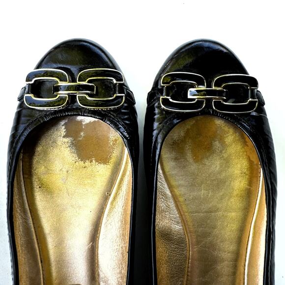 Coach Black Patent Ballet Flats Gold Buckle | Vintage Y2K | Quiet Luxury Preppy - Picture 13 of 16